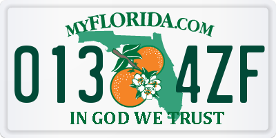 FL license plate 0134ZF