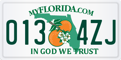 FL license plate 0134ZJ