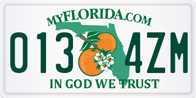 FL license plate 0134ZM