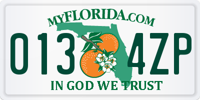 FL license plate 0134ZP