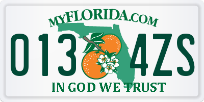 FL license plate 0134ZS