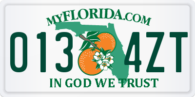 FL license plate 0134ZT