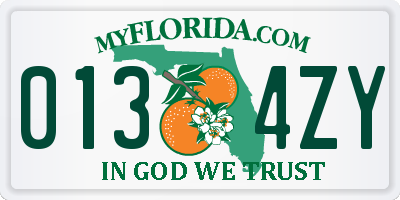 FL license plate 0134ZY