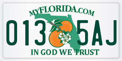 FL license plate 0135AJ