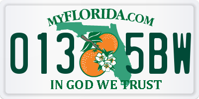 FL license plate 0135BW