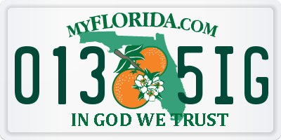 FL license plate 0135IG