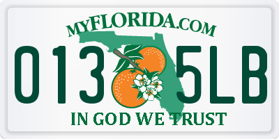 FL license plate 0135LB