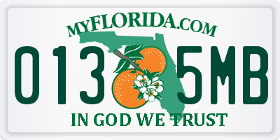 FL license plate 0135MB