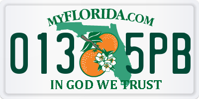 FL license plate 0135PB