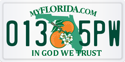 FL license plate 0135PW