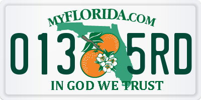 FL license plate 0135RD