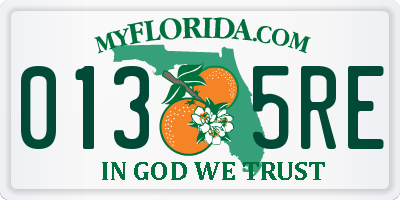FL license plate 0135RE