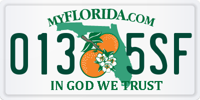 FL license plate 0135SF
