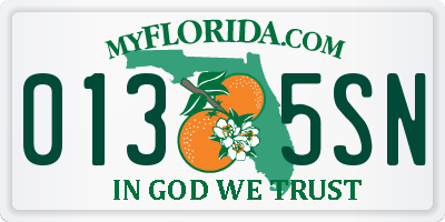 FL license plate 0135SN