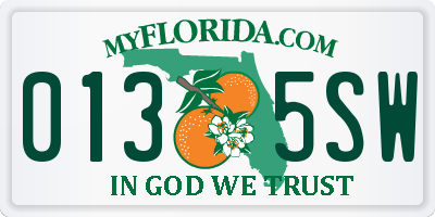 FL license plate 0135SW