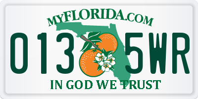FL license plate 0135WR