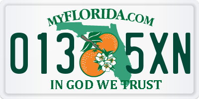FL license plate 0135XN