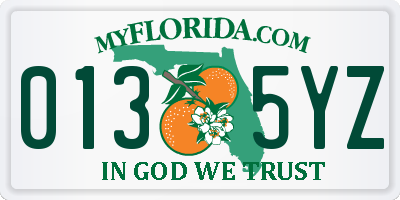 FL license plate 0135YZ