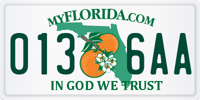 FL license plate 0136AA