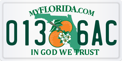 FL license plate 0136AC