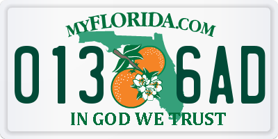 FL license plate 0136AD