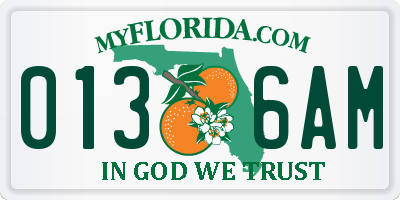FL license plate 0136AM
