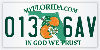 FL license plate 0136AV