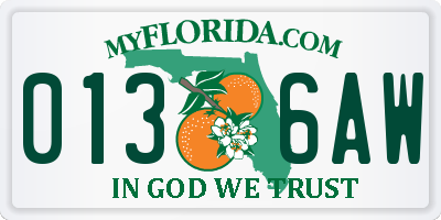 FL license plate 0136AW