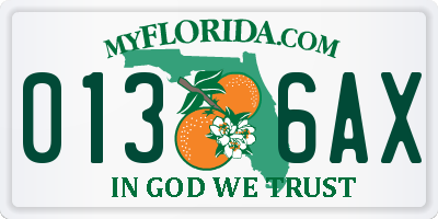 FL license plate 0136AX