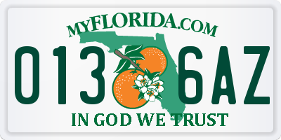 FL license plate 0136AZ