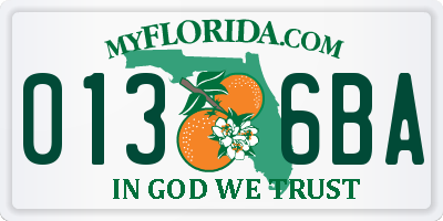 FL license plate 0136BA