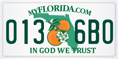 FL license plate 0136BO