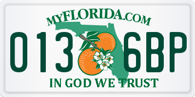FL license plate 0136BP