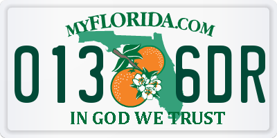 FL license plate 0136DR