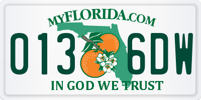 FL license plate 0136DW