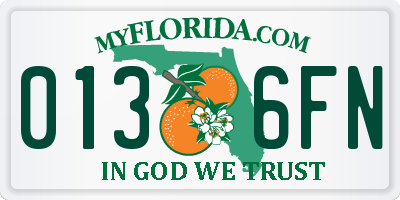 FL license plate 0136FN