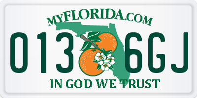 FL license plate 0136GJ
