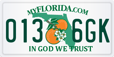 FL license plate 0136GK