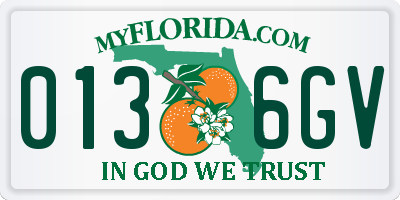 FL license plate 0136GV