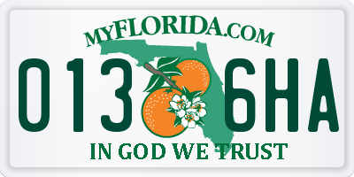 FL license plate 0136HA