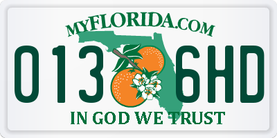 FL license plate 0136HD