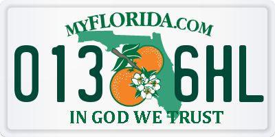 FL license plate 0136HL