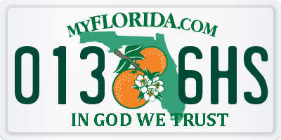 FL license plate 0136HS