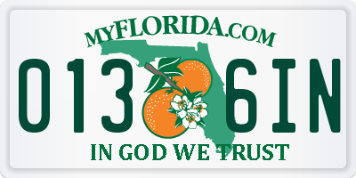 FL license plate 0136IN