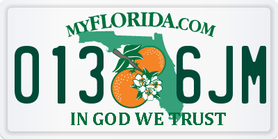 FL license plate 0136JM
