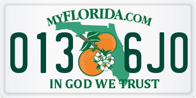 FL license plate 0136JO