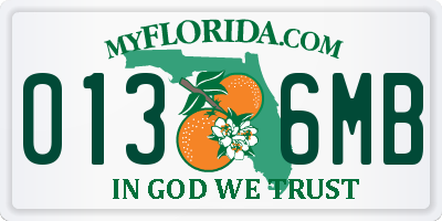 FL license plate 0136MB