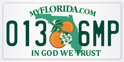 FL license plate 0136MP