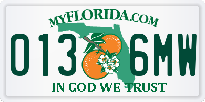 FL license plate 0136MW