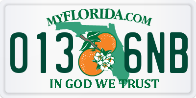 FL license plate 0136NB